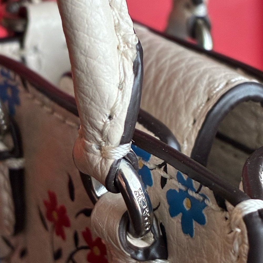 Coach Floral Key Holder in White with Red and Blue Accents - Picture 13 of 13